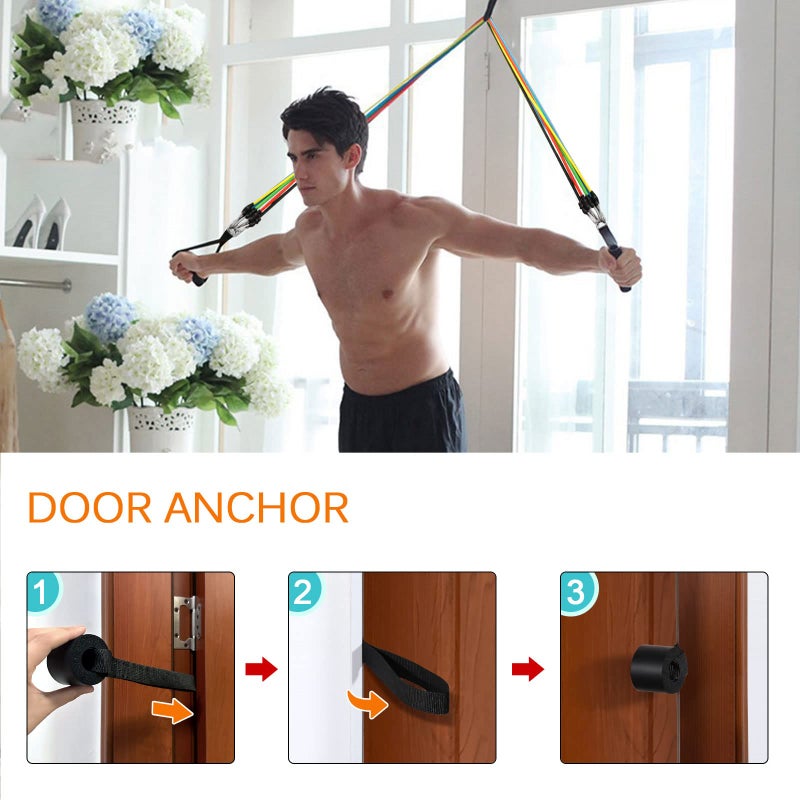 AGM Resistance Bands Set (12pcs), Workout Bands with Handles, Door Anchor, Ankle Straps and Carry Bag, Exercise Bands for Shape Body and Home Workouts - Image 4